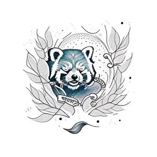 Red Panda With Leaves