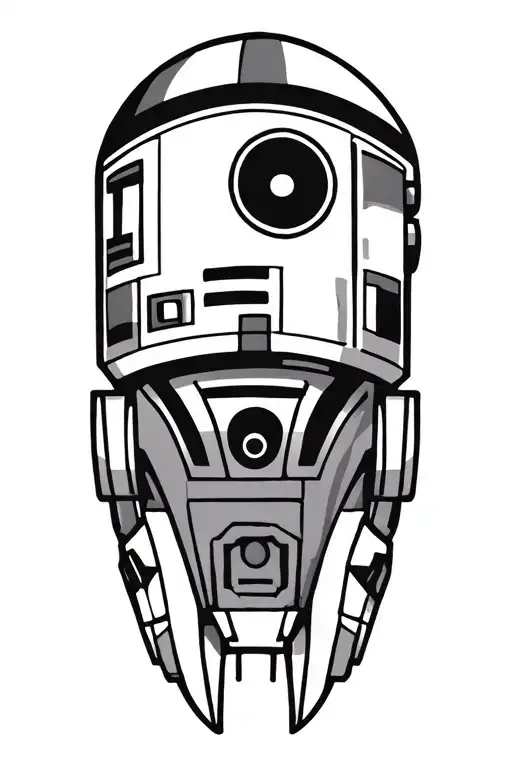 An Abstract Design Inspired By The Droids Of Star Wars In A Black-grey Style