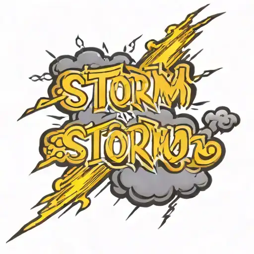 Storm Cloud With Lightning With The Word Storm On It