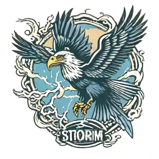 Thunder Eagle With The Word Storm Surrounded By Lightning