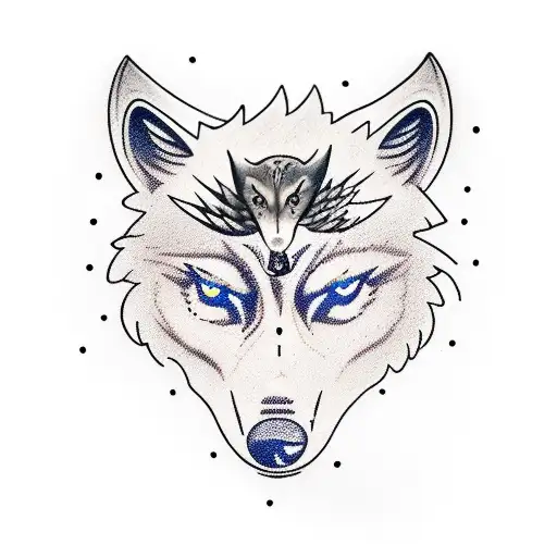 Wolf And Crows And The Human Eyes Coming Out Of The Thunder Storm