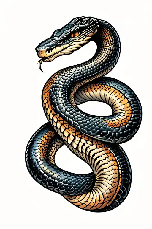 Cobra Snake Facing Each Other Tail Going