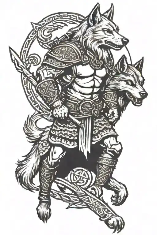Viking Warrior With A Wolf