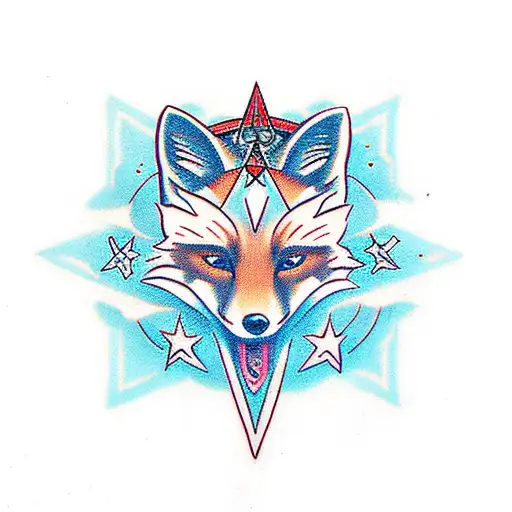 Fox With A Third Eye Surrounded By 7 Stars