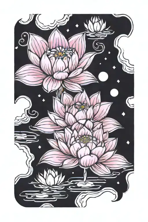 Full Moon And Pink Lotus