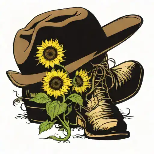 Sunflowers Cowboy Hats Boots And Horseshoes &