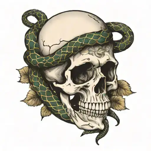 Vintage Skull And Snake Wrapped