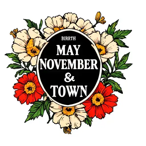 Ipswich Town Logo With Birth Flowers For May And November
