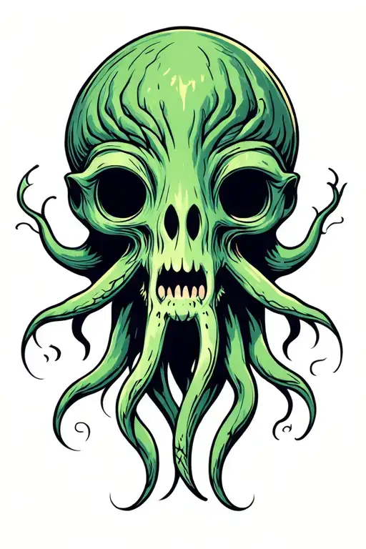 Cthulhu Head With Cultist