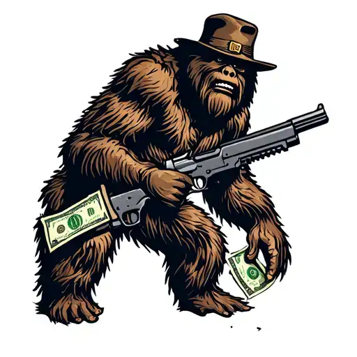 Tactical Sasquatch Carrying Guns Money Drugs