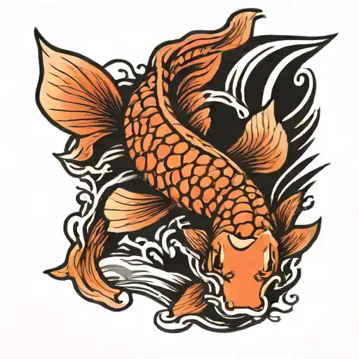 Koi Fish Swimming Upstream