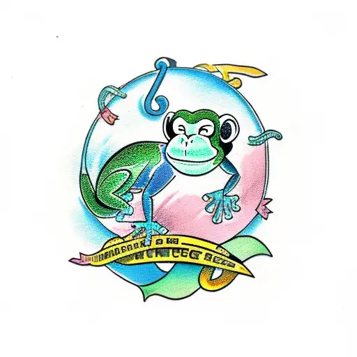 A Monkey And Frog Shaking Five In A Playful Sketch Style