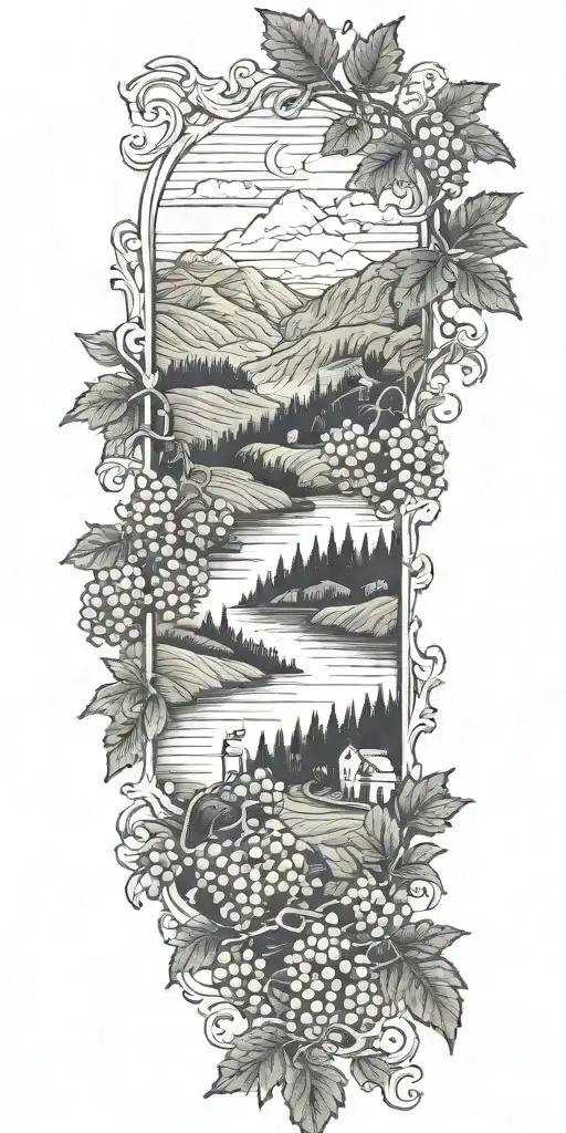 Grapevines In A Mountian Landscape