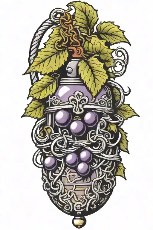 Grape Vine Wrapping A Hand Grenade With Knot Work