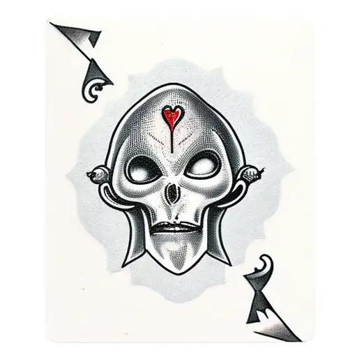 Grey Alien Head Jack Of Hearts Card