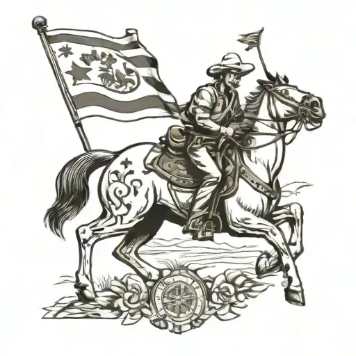 Cowboy Riding A Horse Holding The Boer Flag