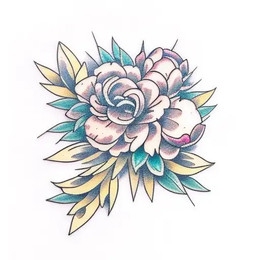 Floral With Peonies Outer Forearm Design