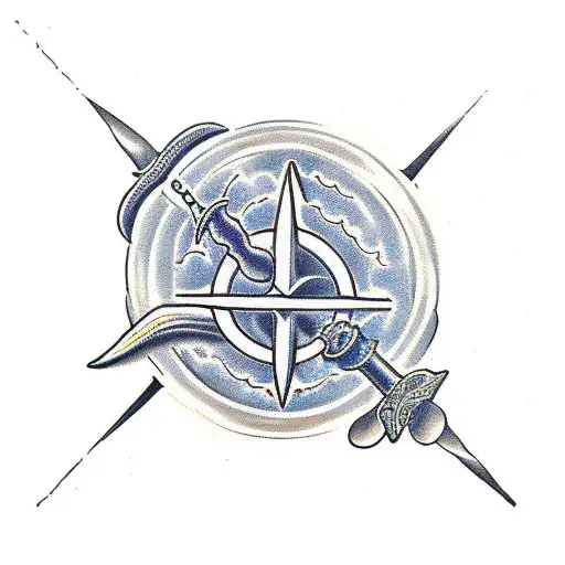 Trident With Water And Libra Symbol