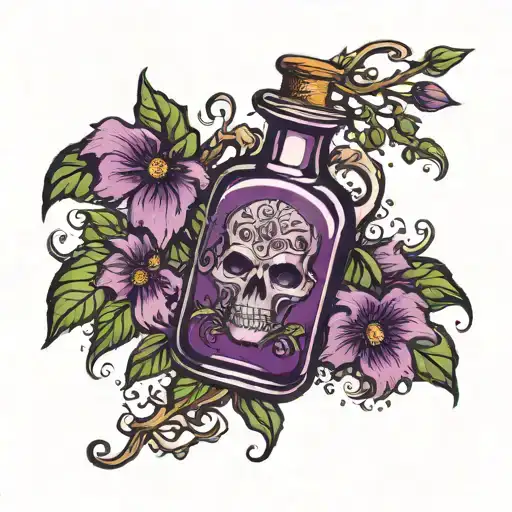 Purple Deadly Nightshade Potion Bottle Overflowing With Dark And Haunting