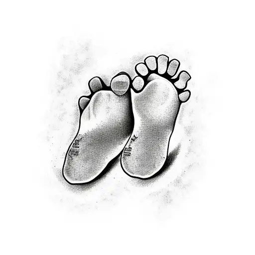 Daffodils Baby Foot Prints With The Words Journi Neely And Aquamarine Background