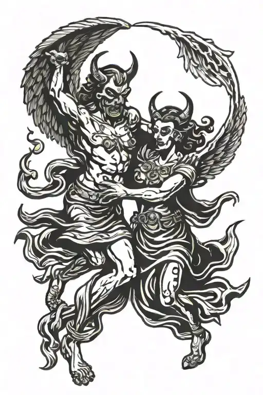 Devil And Angel Dancing Together