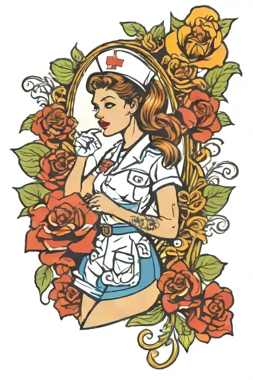 Nurse With Highlighted Hair Tattoo With A Floral Tattoo On Her Thigh