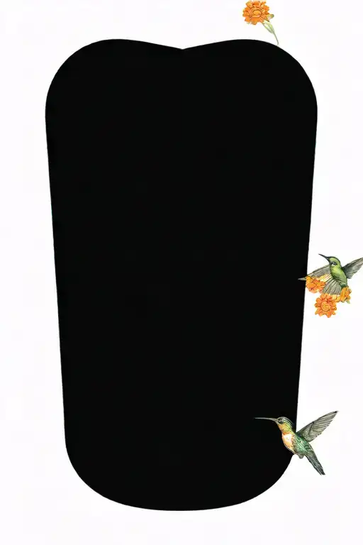 One Hummingbird Perched On Bouquet Of One Orange Dahlia And One Red Dahlia