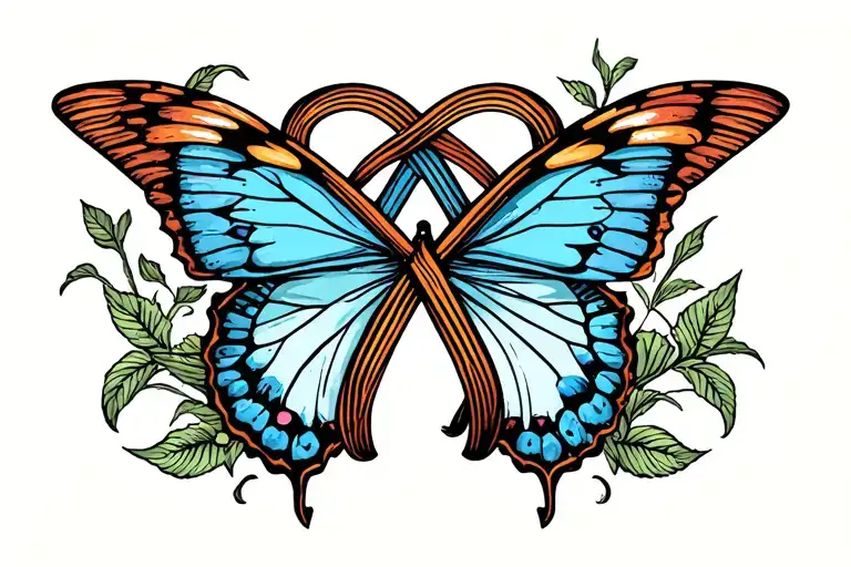 Letter A And B With Infinity Symbol And Butterfly