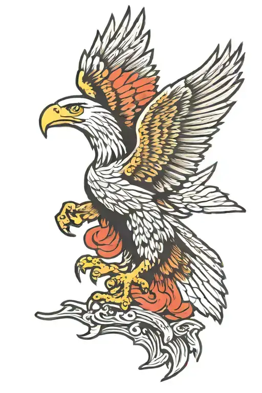 American Traditional Eagle Perched