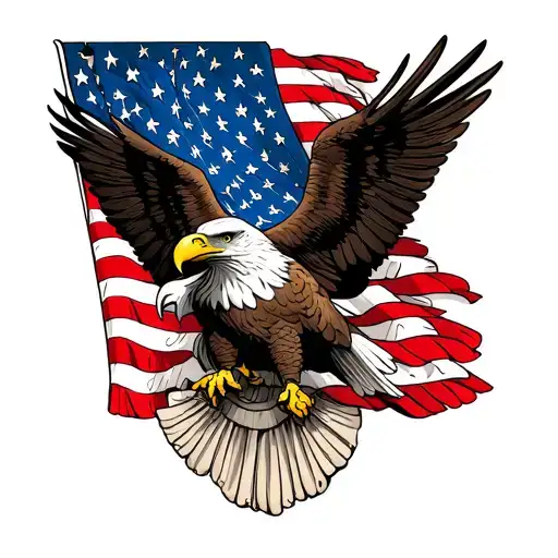 American Flag With Eagle Holding