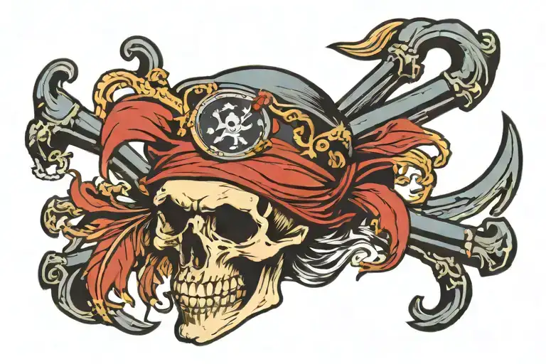Pirate Skull And Cross Bones With Hole In Head