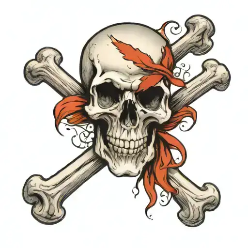 Simple Very Little Detail Pirate Skull And Cross Bones With Hole In Head