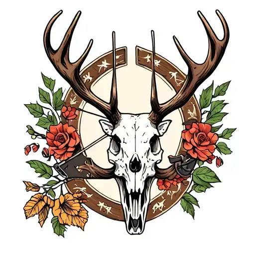 Compound Bow Deer Skull
