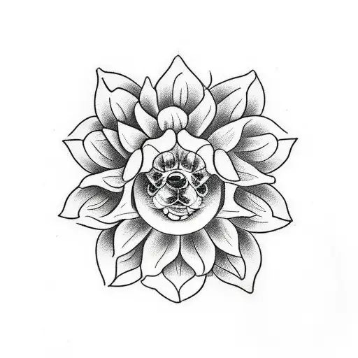 Dog Nose Print Surrounded By Dahlia Flowers