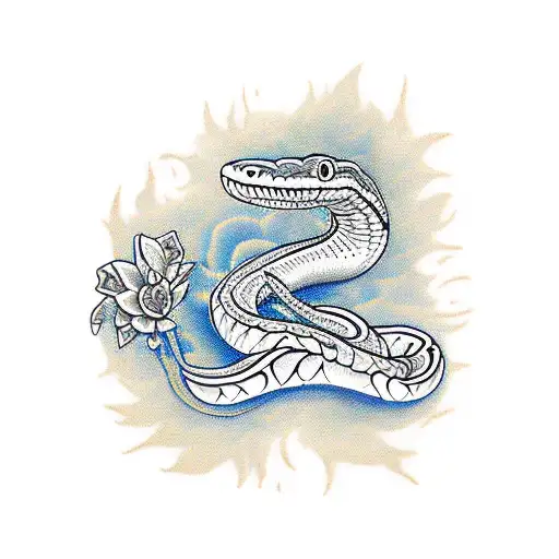 Snake In Jawbone With Flowers