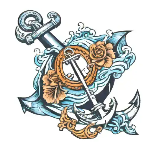 Anchor And Sea Waves With The Words Do South