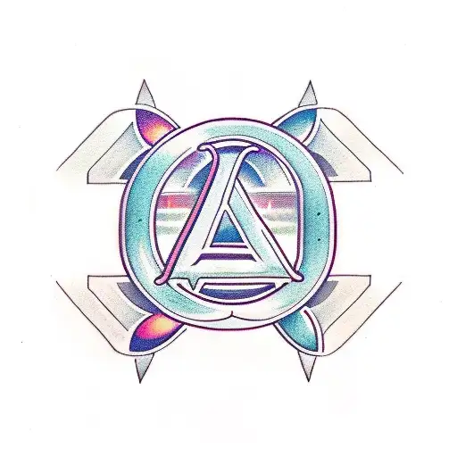 The Letter A With A Halo On Top And Music Symbols