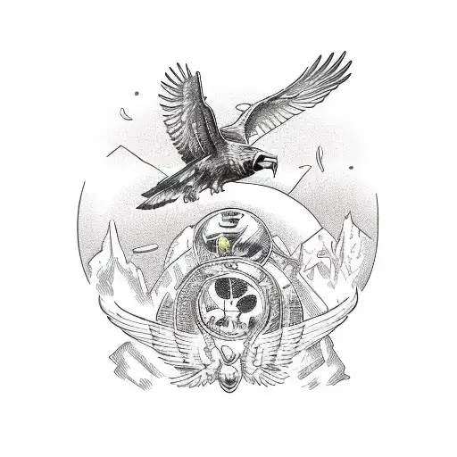 Hawk Carrying Hourglass In Talons While Flying