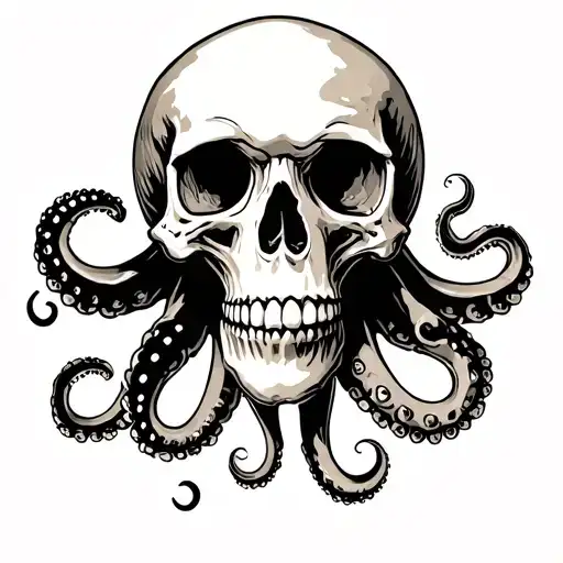 Skull Turning Into Octapus