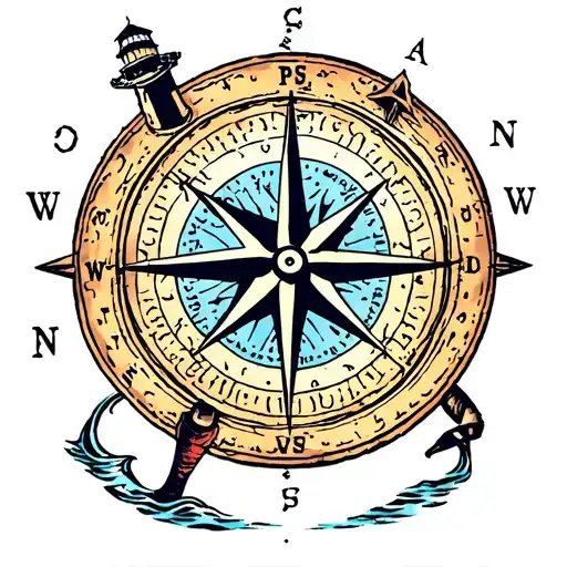 Ship Compass Lighthouse