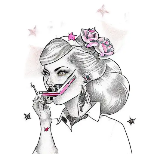 Girl Playing Pink Guitar