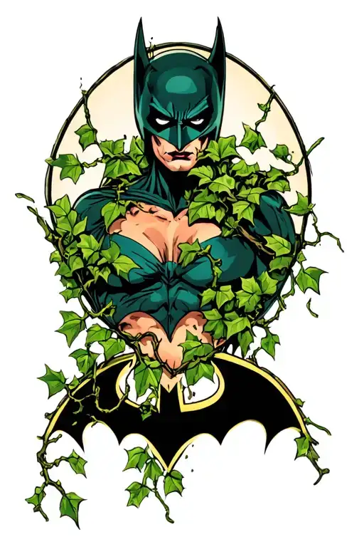 Poison Ivy Vines Taking Over Broken Batman Symbol