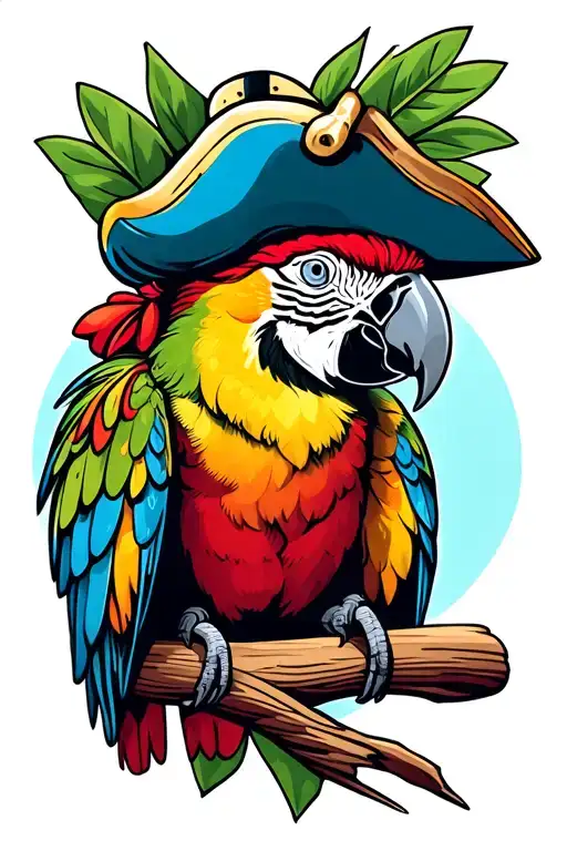 Parrot With Pirate Hat