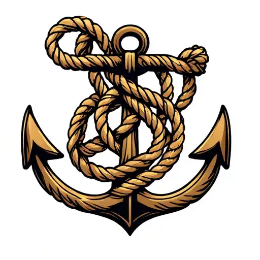 Anchor With Triquetra Made Of Rope In The Middle Of The Anchor