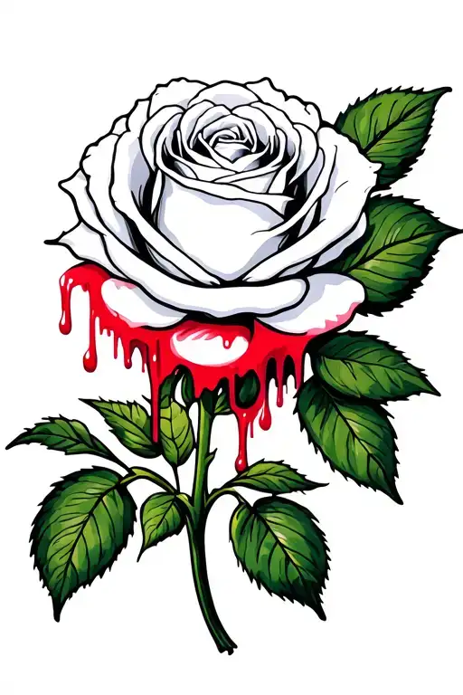 Bleeding White Rose Surrounded