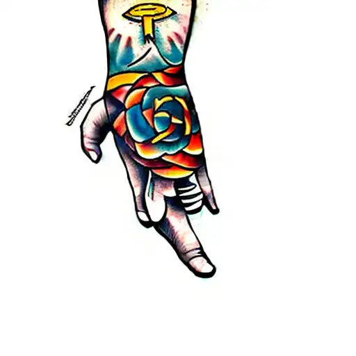 An Angel Tattoo On A Person's Hand