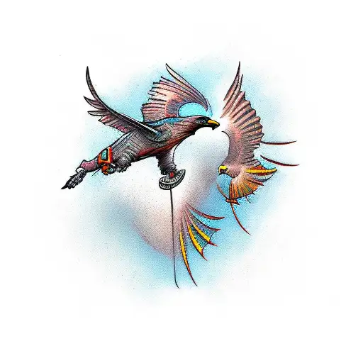 Hawk Flying With Time Death