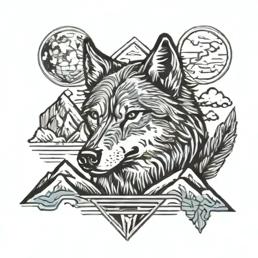 Wolf And Mountains