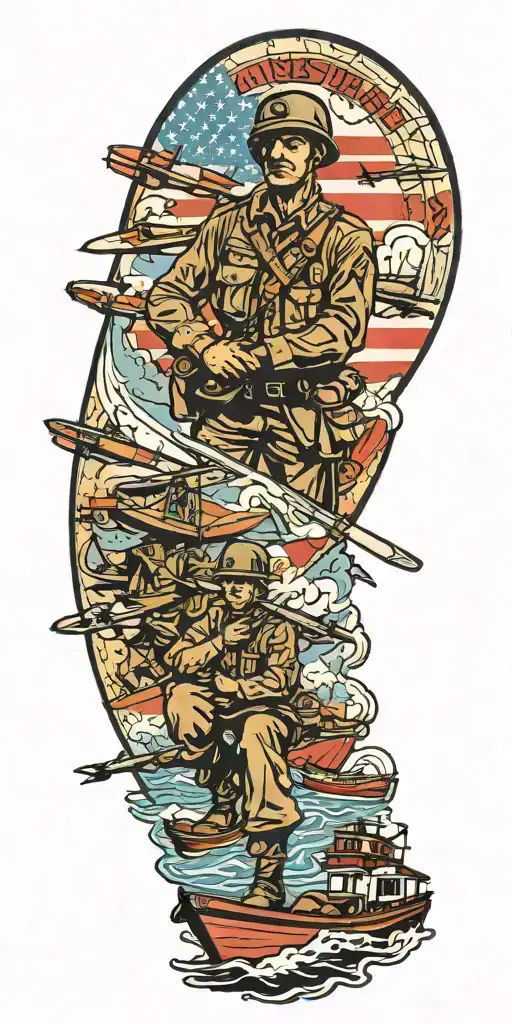War Soldier With Boats And Planes