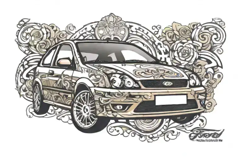 Ford Fiesta Mk 5 2007 Front View In Cartoon Style